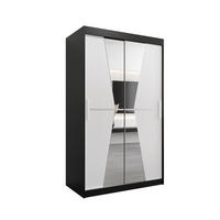 SCHWEBETÜRENSCHRANK 200/120/62 2-türig - Silberfarben/Schwarz, Holz/Kunststoff (120/200/62cm) - Abiks Möbel