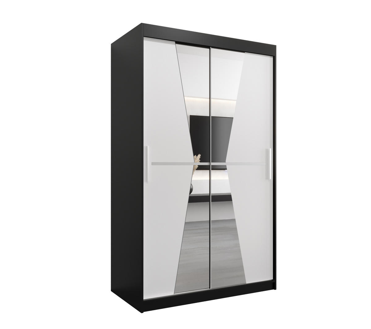 SCHWEBETÜRENSCHRANK 200/120/62 2-türig - Silberfarben/Schwarz, Holz/Kunststoff (120/200/62cm) - Abiks Möbel