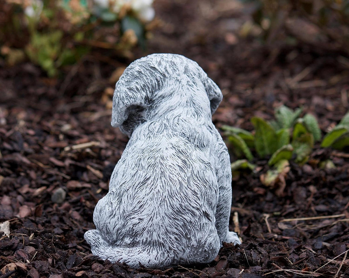 STEINFIGUR Berner Sennenhund Welpe, Frostfest, massiver Steinguss - Grau, Stein (13/16/14cm) - stoneandstyle