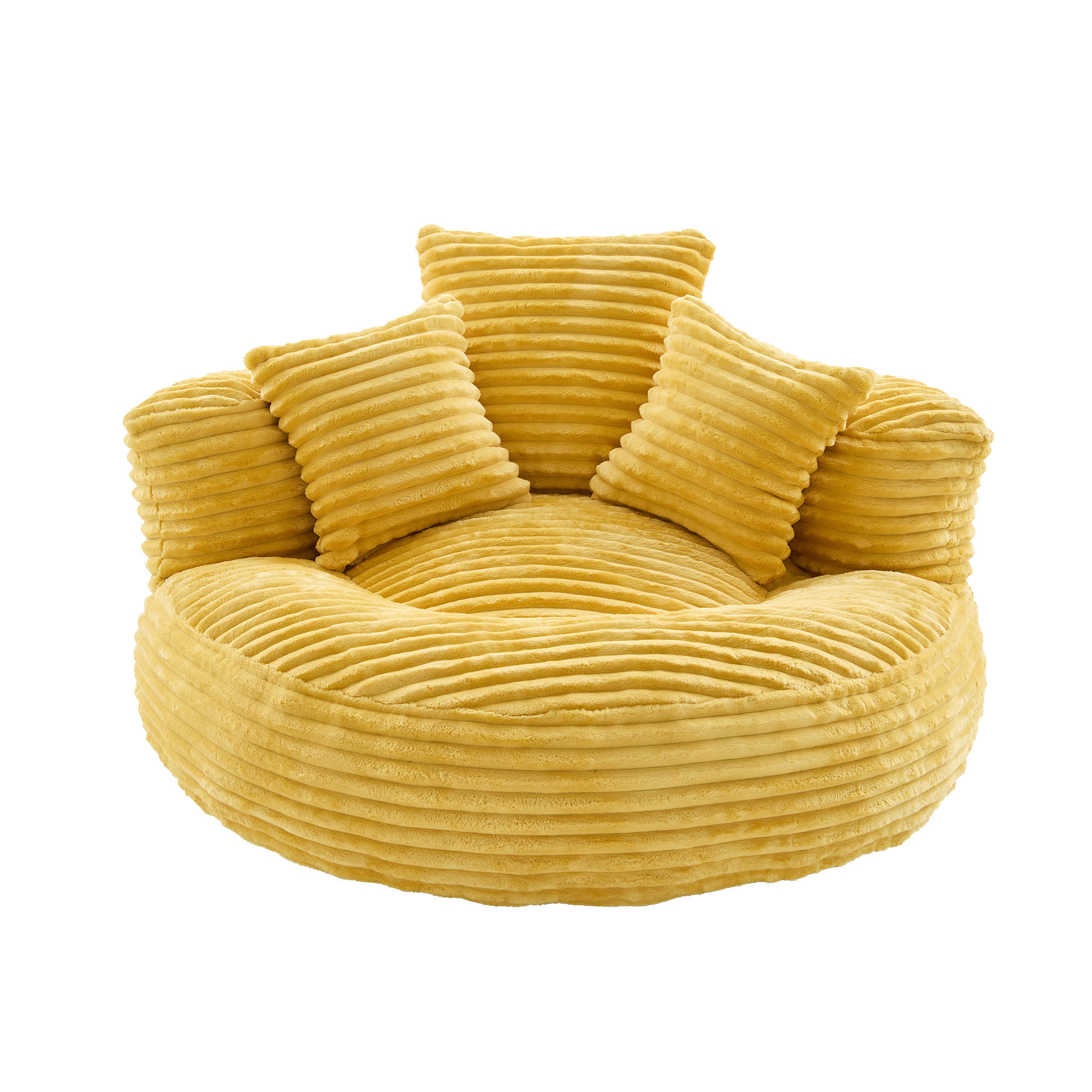 SITZSACK Cord Senfgelb mit Armlehnen - Gelb, Textil (108/52/108cm) - WISHDOR