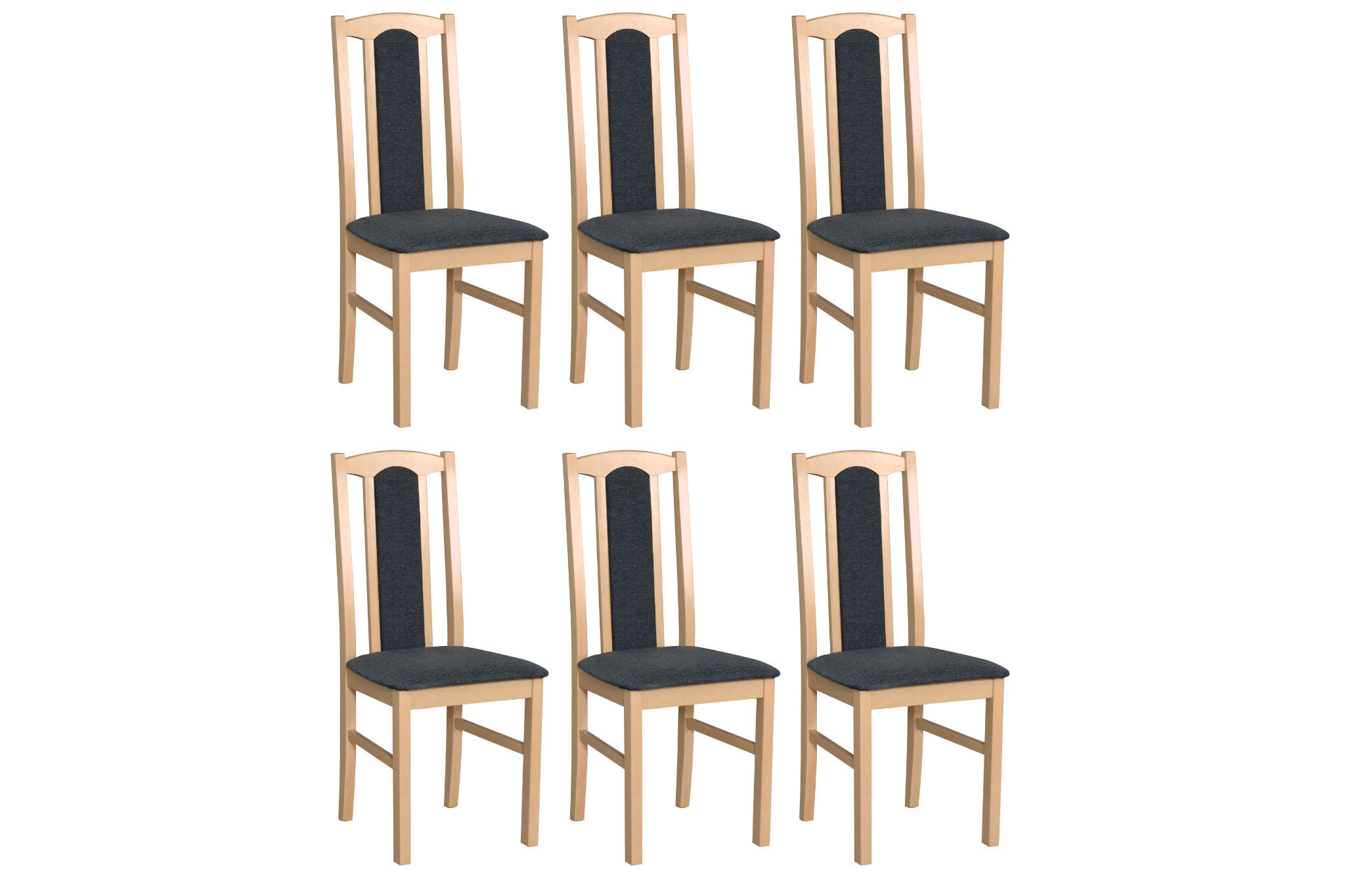 ESSZIMMERSTUHL – Set 6x Bos 7 Sonoma, hygge 96 - Dunkelgrau/Sonoma Eiche, Holz (43/96/40cm) - Leaf Design