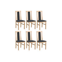 ESSZIMMERSTUHL – Set 6x Bos 7 Sonoma, hygge 96 - Dunkelgrau/Sonoma Eiche, Holz (43/96/40cm) - Leaf Design