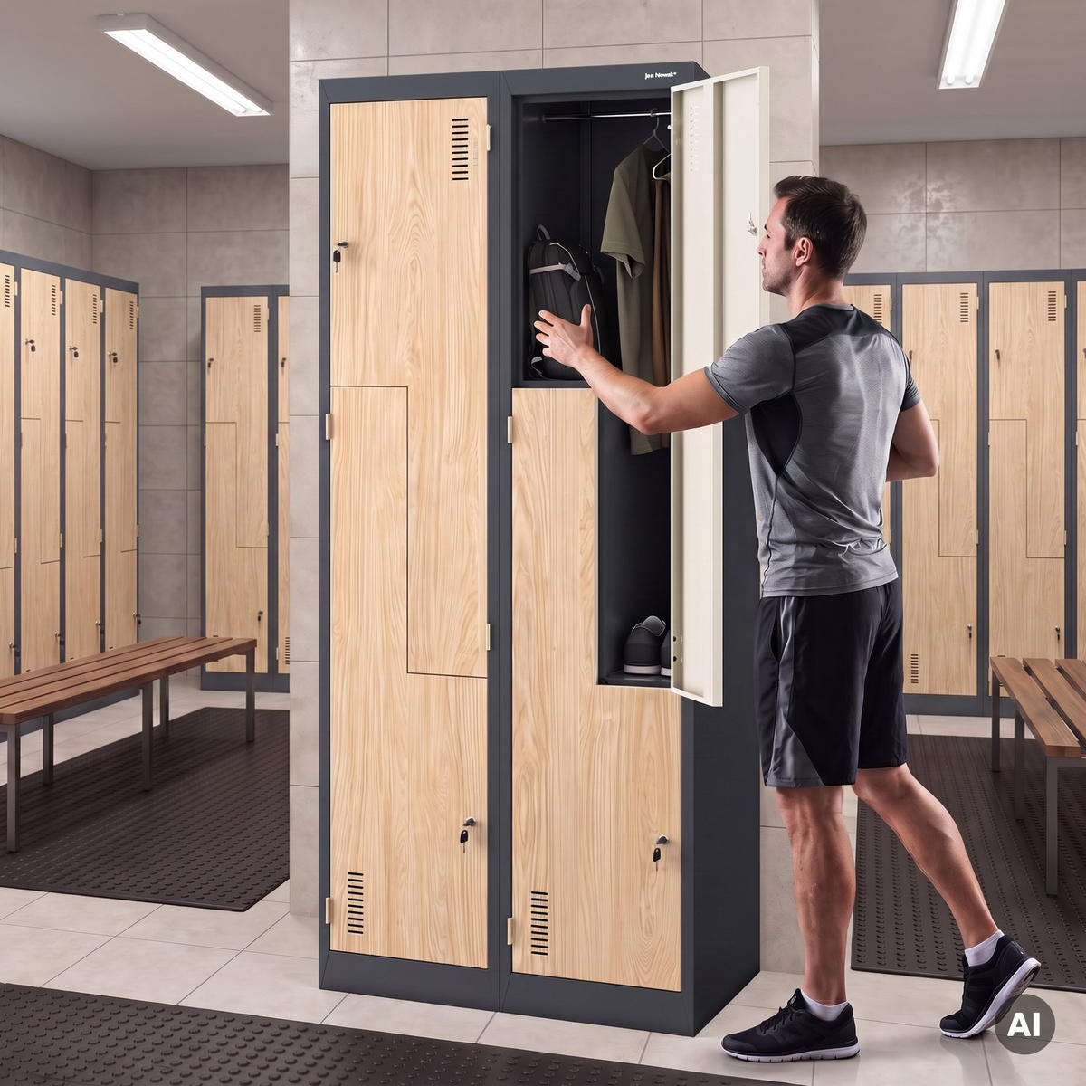 KLEIDERSCHRANK Typ L JULIA 185x80x45 cm - Anthrazit/Sonoma Eiche, Metall (80/185/45cm) - Jan Nowak