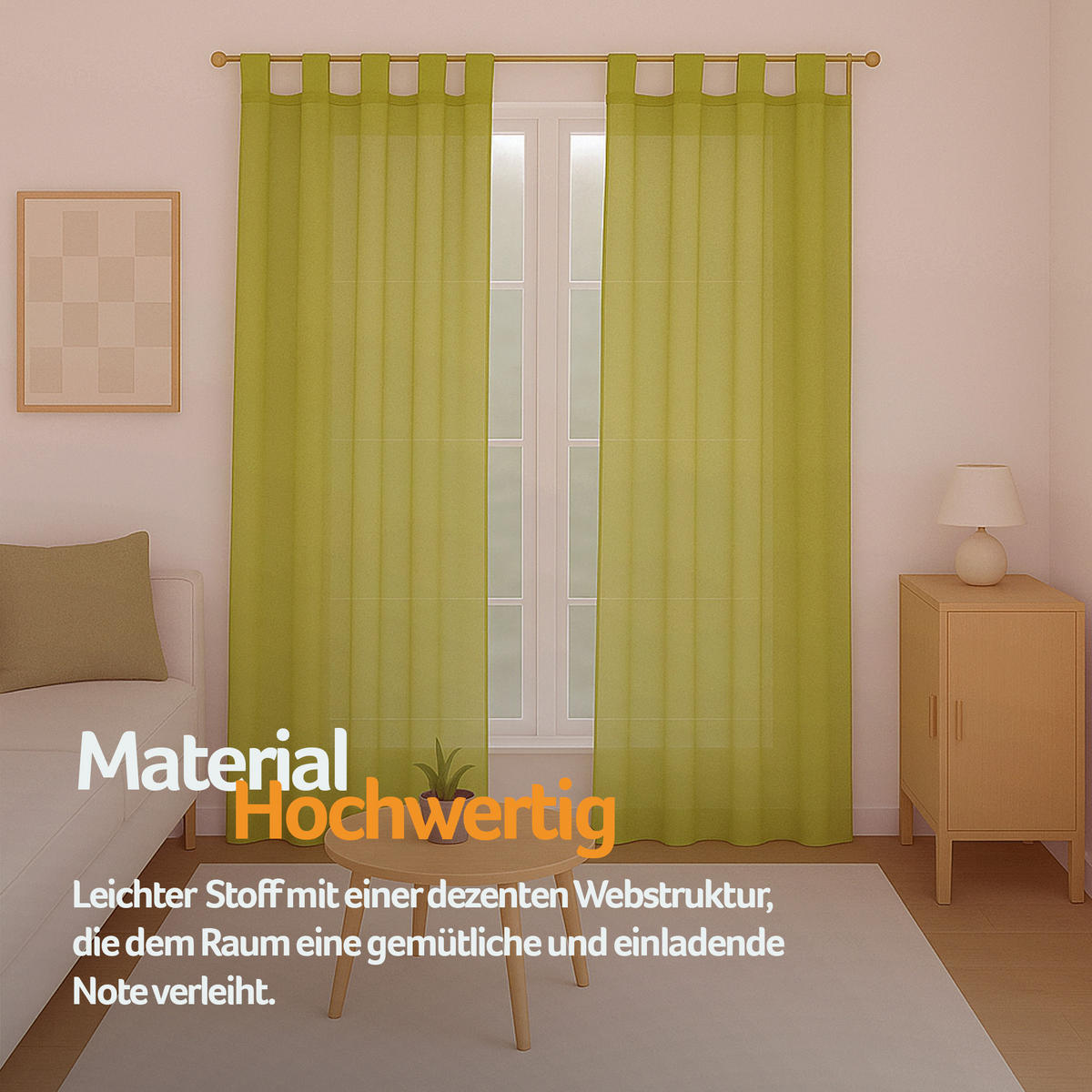 SCHLAUFENSCHAL blickdicht 140x245 cm Grün 2er-Pack - Grün, Textil (140/245cm)