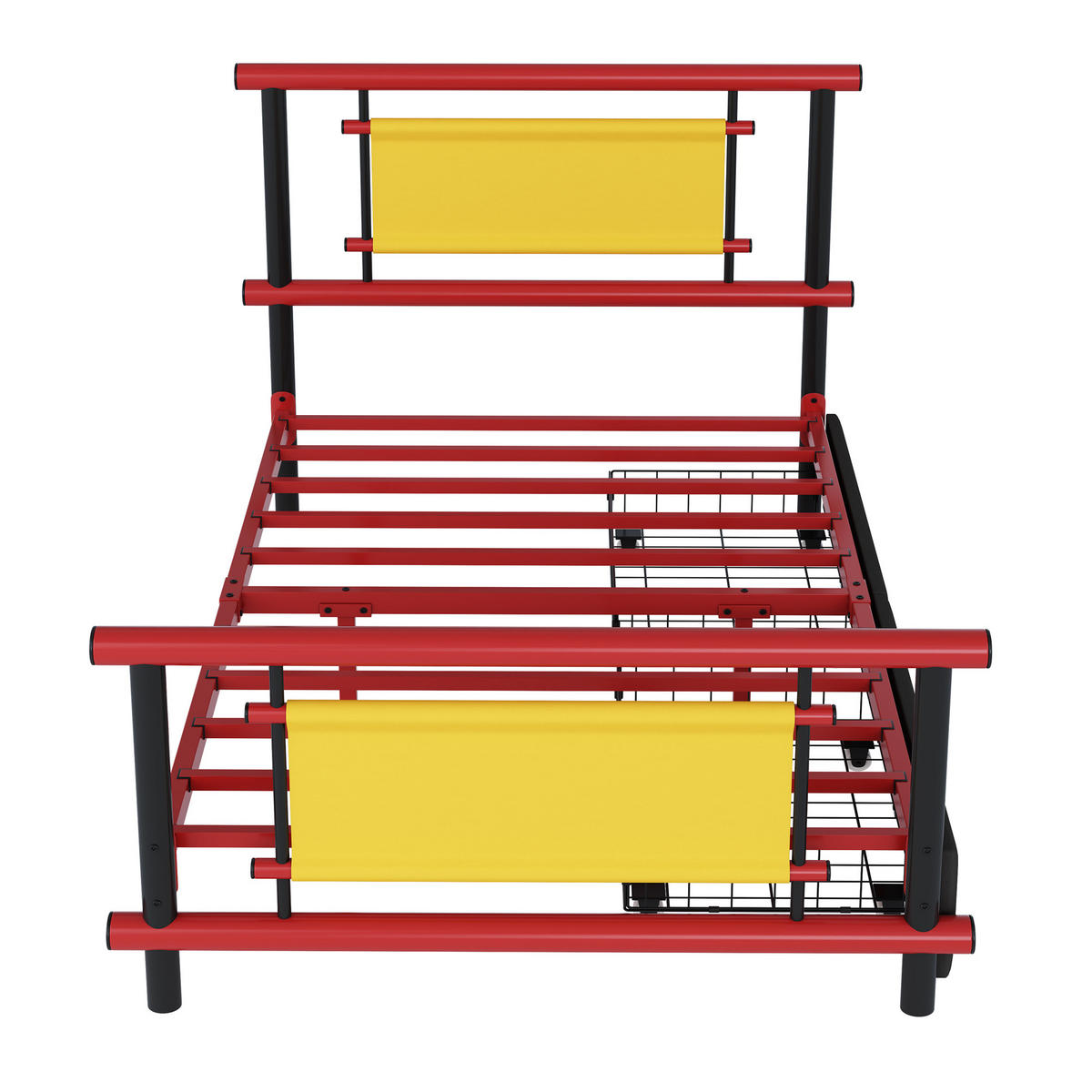 KINDERBETT 90/200 cm in Rot mit Schubladen aus Metall - Rot, Metall (90/200cm) - CHICFURN