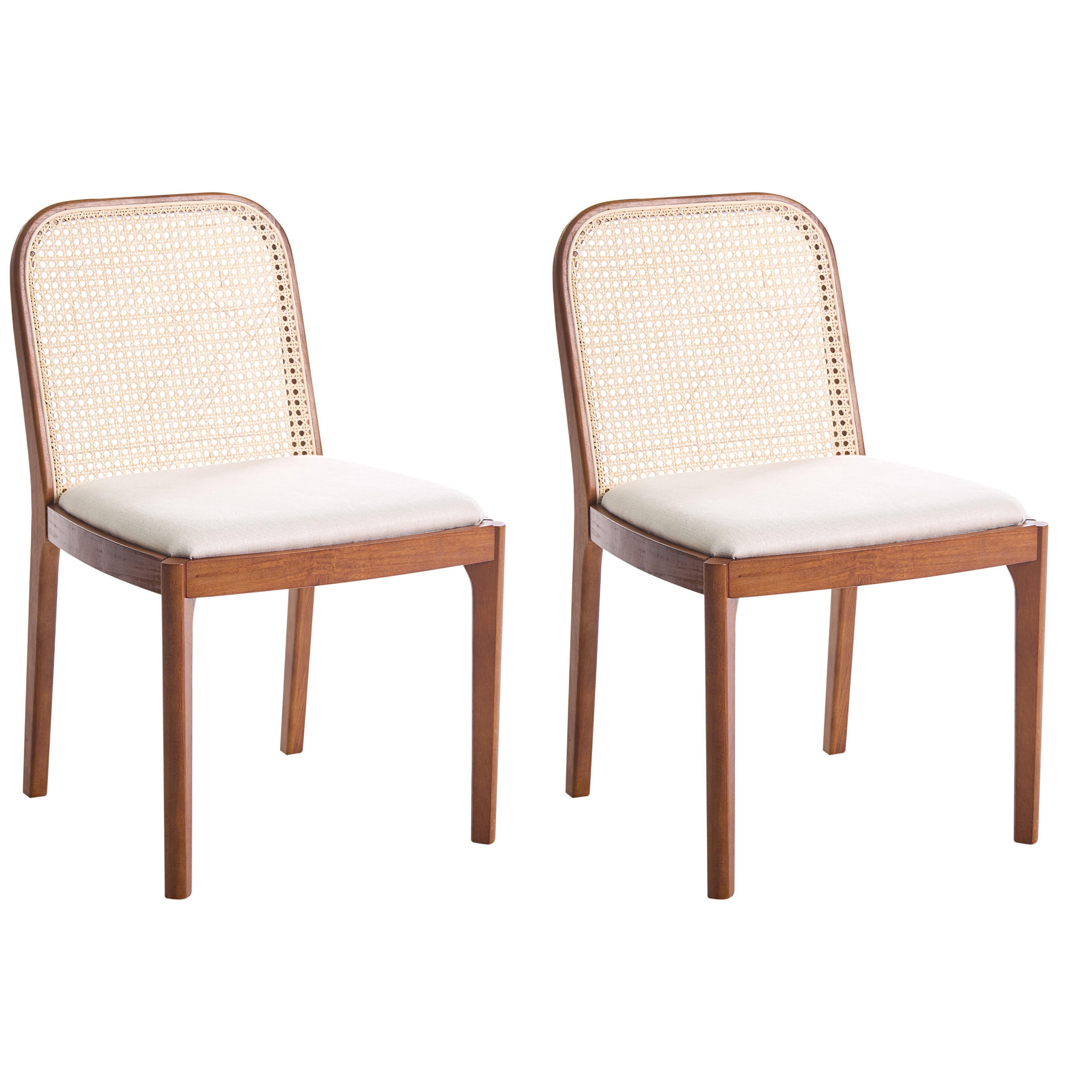 ESSZIMMERSTUHL 2er-Set Stoff Braun/Beige Edina - Beige, Textil (50/80/54cm) - Beliani