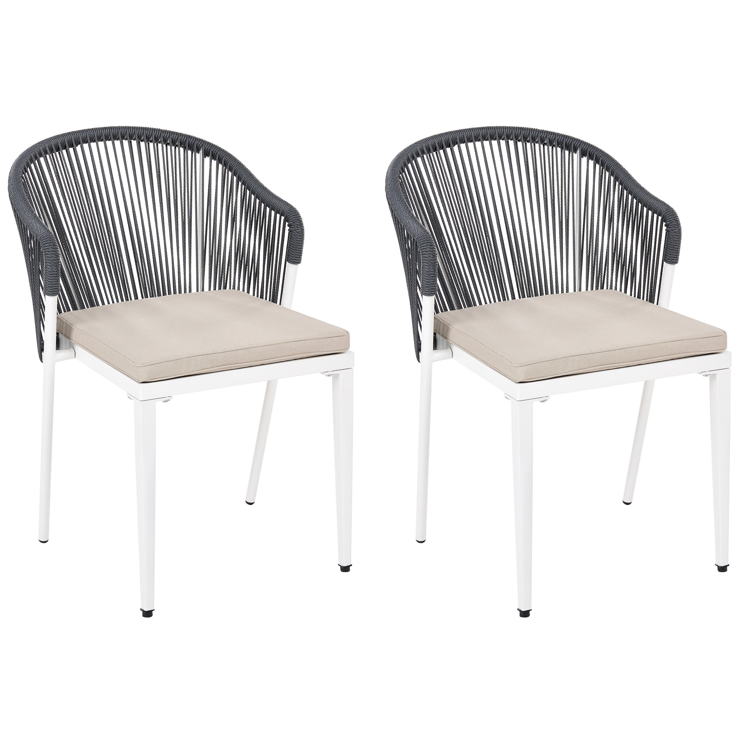 Beliani Stuhl Dunkelgrau, Weiß, Beige 46x80x47 cm