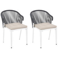 STUHL 2er-Set und Sitzkissen Metall Grau Paranea - Dunkelgrau/Beige, Metall (46/80/47cm) - Beliani