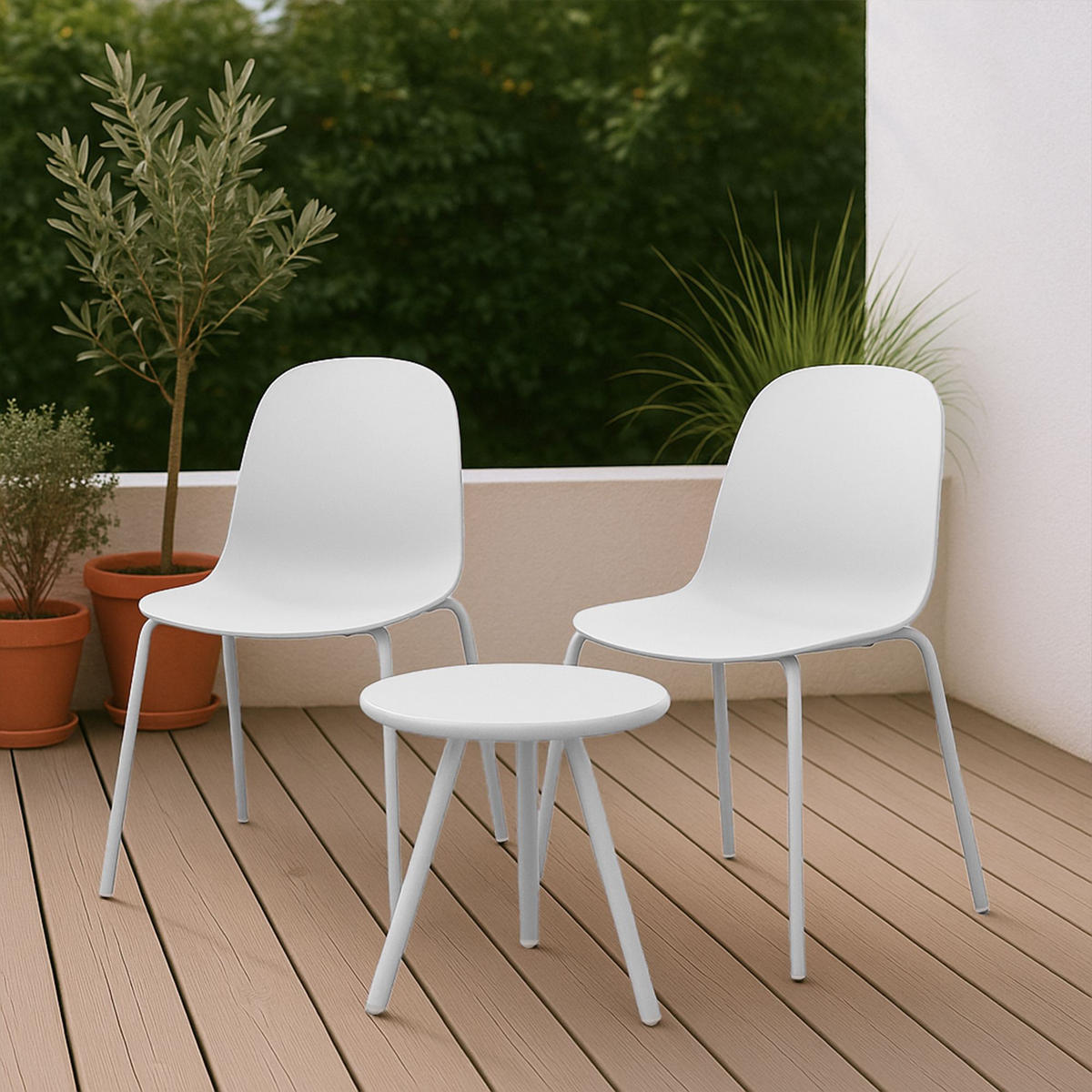 GARTENSITZGRUPPE Kunststoff Weiß - Weiß, Kunststoff - CLP
