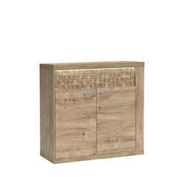 SIDEBOARD BALESTRAND N7 Dekorative Front Eiche - Eichefarben/Silberfarben, Glas/Holzwerkstoff (102/99/41cm) - Komodee