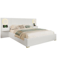 POLSTERBETT 180/200 cm in Beige aus Samt mit LED-Beleuchtung und USB-Anschlüssen - Beige, Textil (180/200cm) - Flora Grace