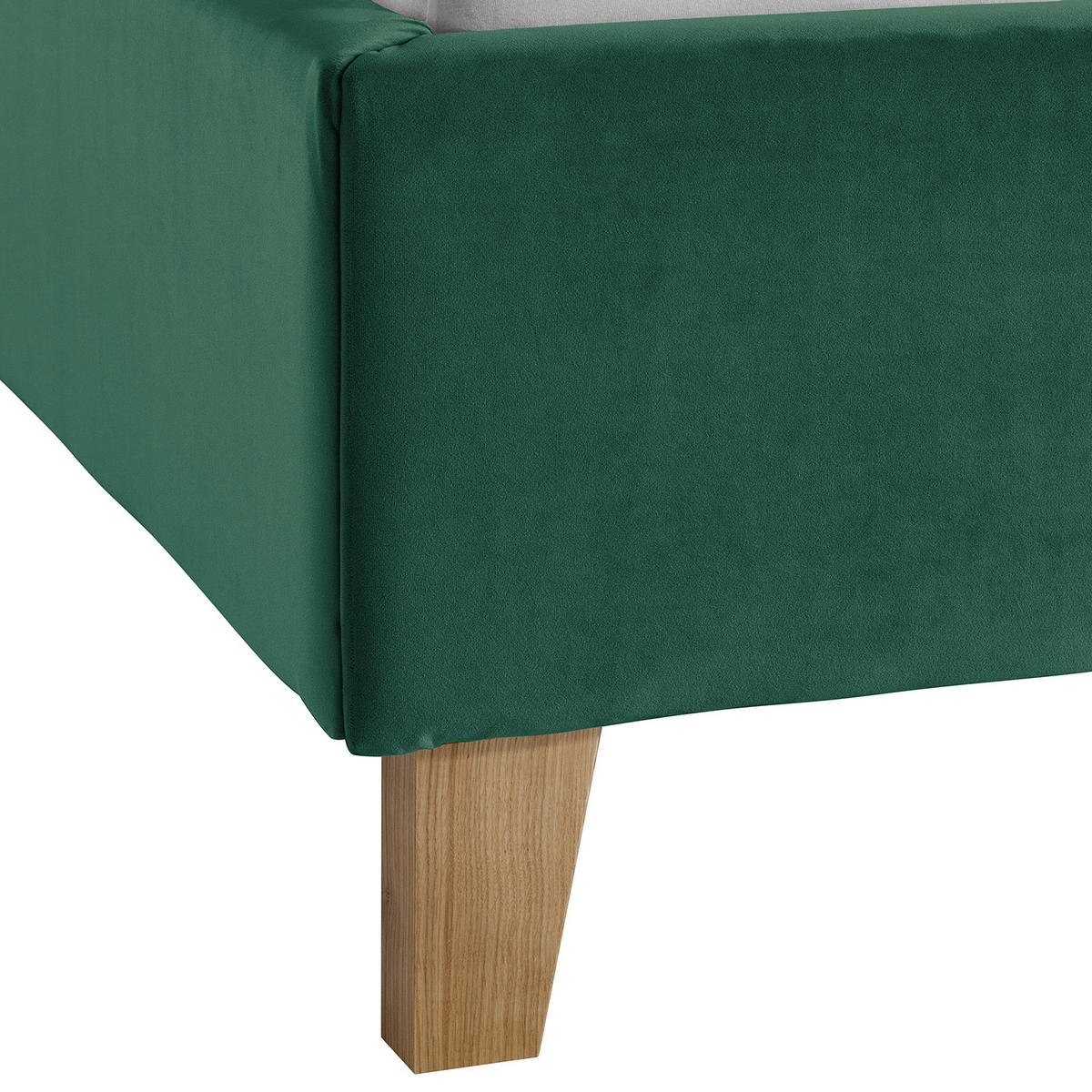 POLSTERBETT - Samt - Dunkelgrün, Textil (180/200cm) - home24