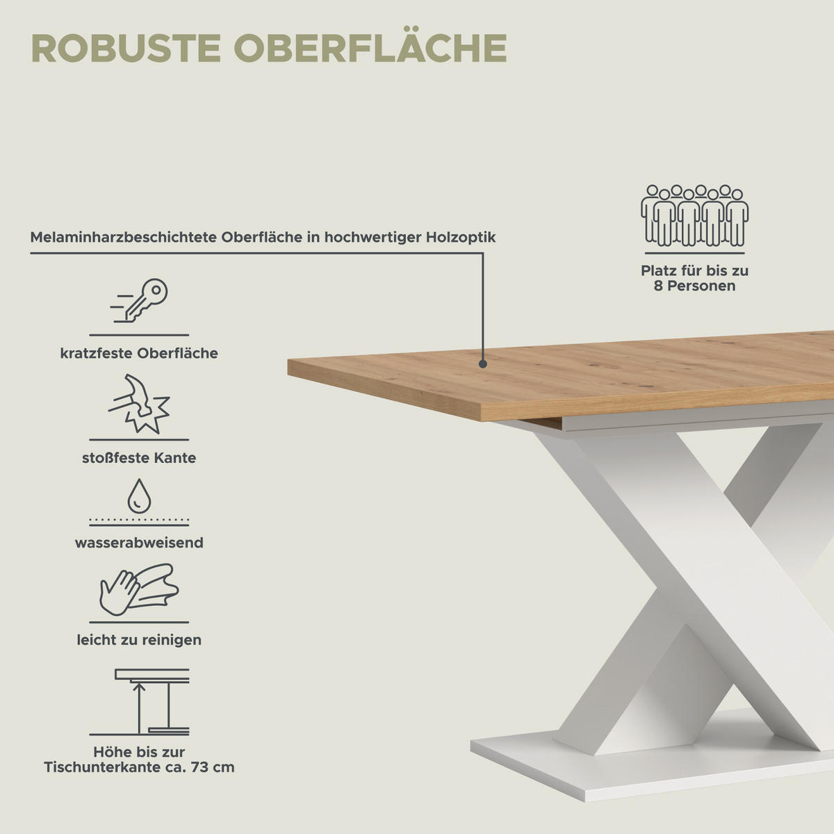 ESSTISCH weiß, Eiche Artisan, Küchentisch ausziehbar 150 - 190 cm - Weiß/Eiche Artisan, Holzwerkstoff/Metall (150/90/76cm) - Inn.Furn