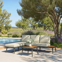 LOUNGEGARNITUR Sallie Creme Holz/Metall/Outdoorstoff - Creme, Holz - Bessagi Garden