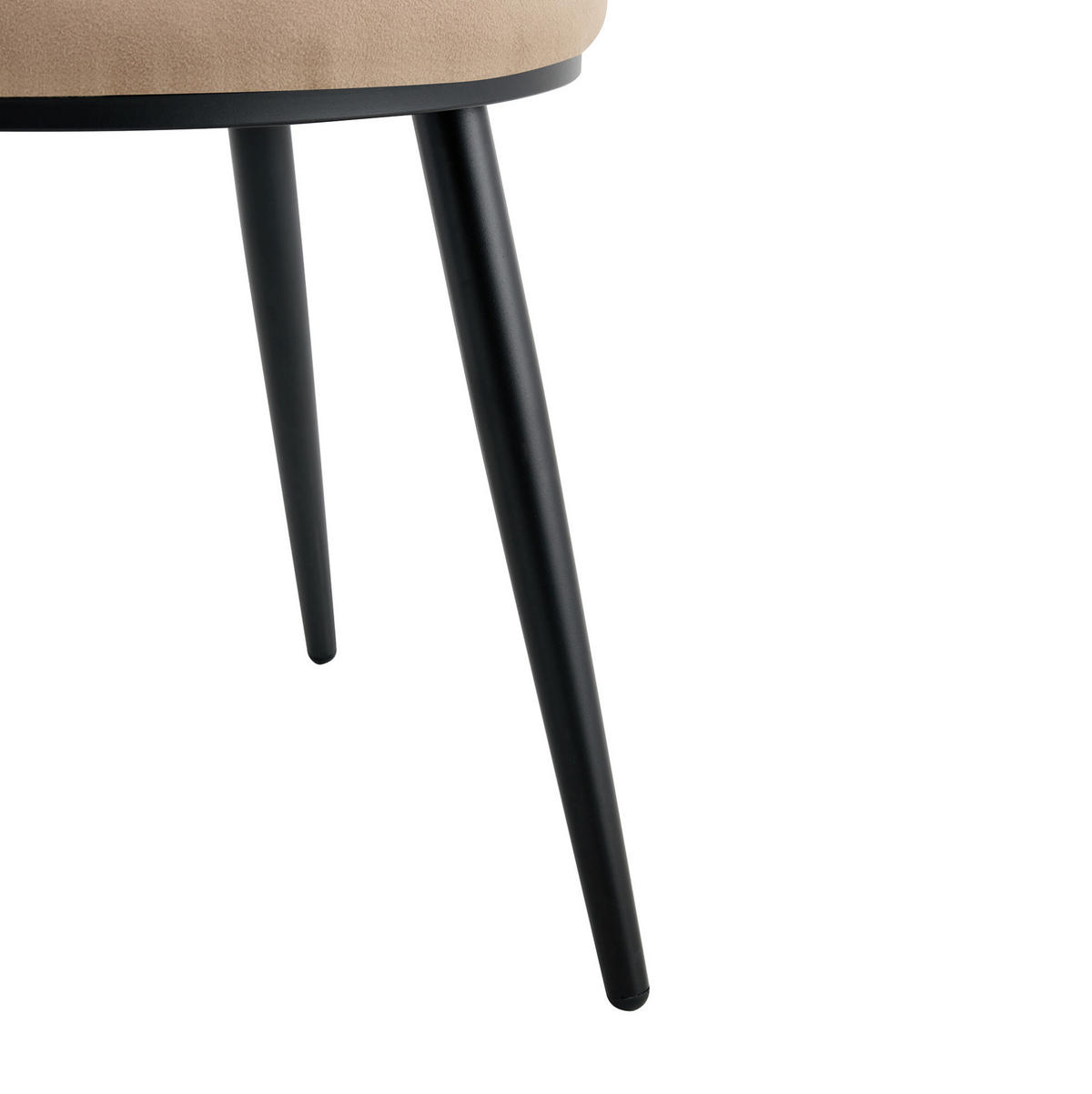 ESSZIMMERSTUHL 2er-Set Samt Camel mit schwarzen Metallbeinen - Braun, Metall (54/81/44cm) - Meubliv