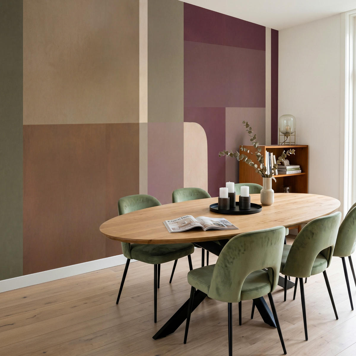 TAPETE - Unis - Abstrakt - Bordeaux - Linien - 350x220 cm - Multicolor, Papier (350/220cm) - OnlyWow