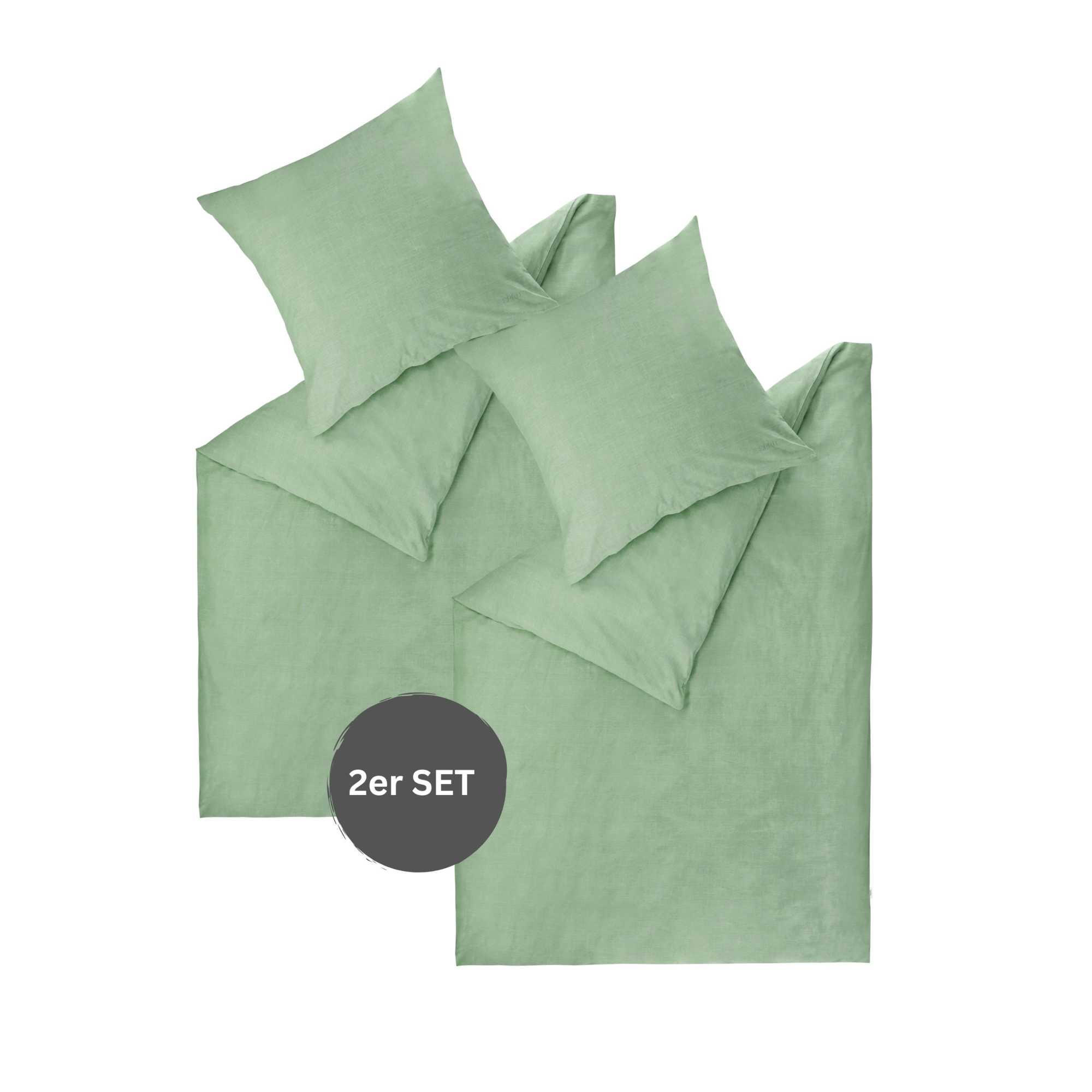 RENFORCE BETTWÄSCHE HARP 2er Set - Grün, Textil (135/200cm) - Esprit