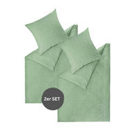 RENFORCE BETTWÄSCHE HARP 2er Set - Grün, Textil (135/200cm) - Esprit