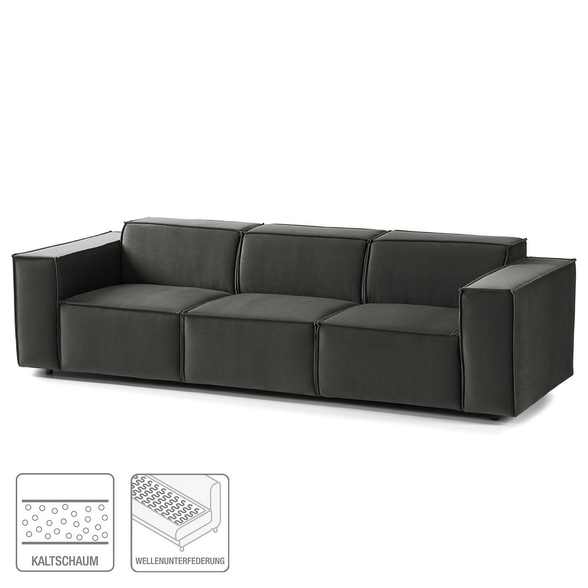 3-SITZER SOFA - Grau, Textil (260/70/96cm) - home24