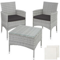 RATTANSET Luzern,2 Bezugssets,hellgrau - Hellgrau, Kunststoff - tectake
