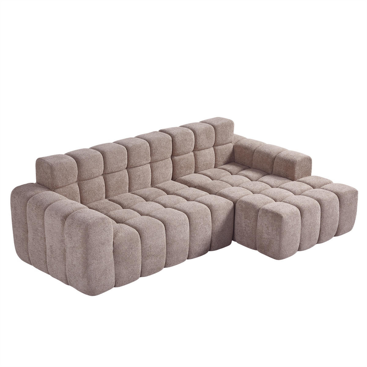 ECKSOFA 250/150 cm in Khaki modular in L Form aus Velours - Braun, Textil (99.9/249.9cm) - BEAOK