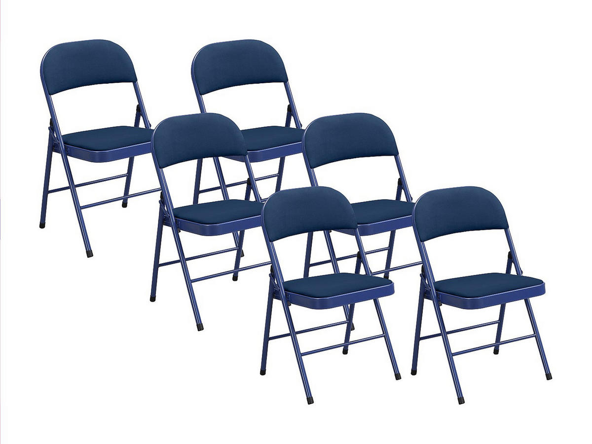 KLAPPSTUHL 6er-Set - Samt & Metall - Blau - ORTENSIA - Blau, Textil (46/79/49cm) - Vente-Unique