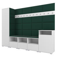 GARDEROBE NELA XI 250 cm (Modulare Flurmöbel Weiß mit Sitzpolster Flaschengrün 28 Großes Set) - Dunkelgrün/Silberfarben, Holz/Holzwerkstoff (250/187/40cm) - Ravio