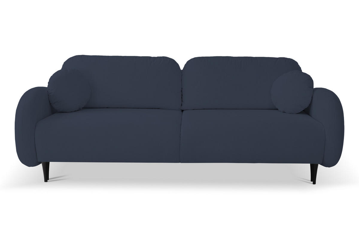 SOFA SOFT RunAgin Mit Schlaffunktion Und Bettkasten, PUR-Schaum, Schwarze Kunststofffüße, lose Rückenkissen, freistehend, 232x109x95 cm Blue - Blau, Holz/Textil (232/95/109cm) - DomoHome