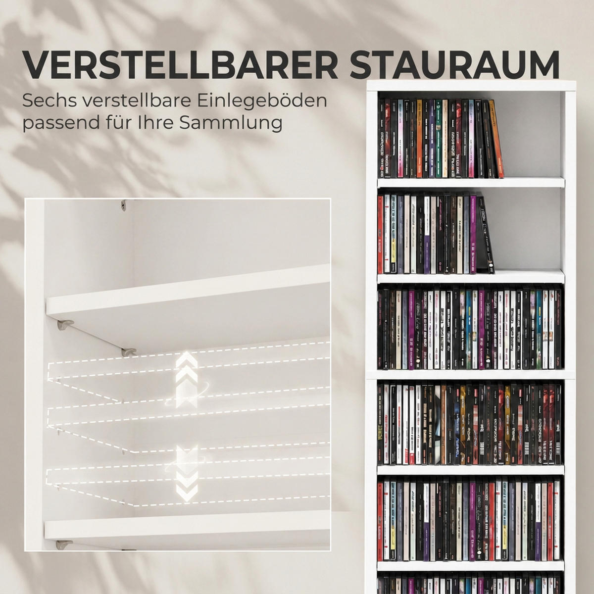 MEDIENSCHRANK Spanplatte Weiß - Weiß, Holzwerkstoff (24/140/33cm) - HOMCOM