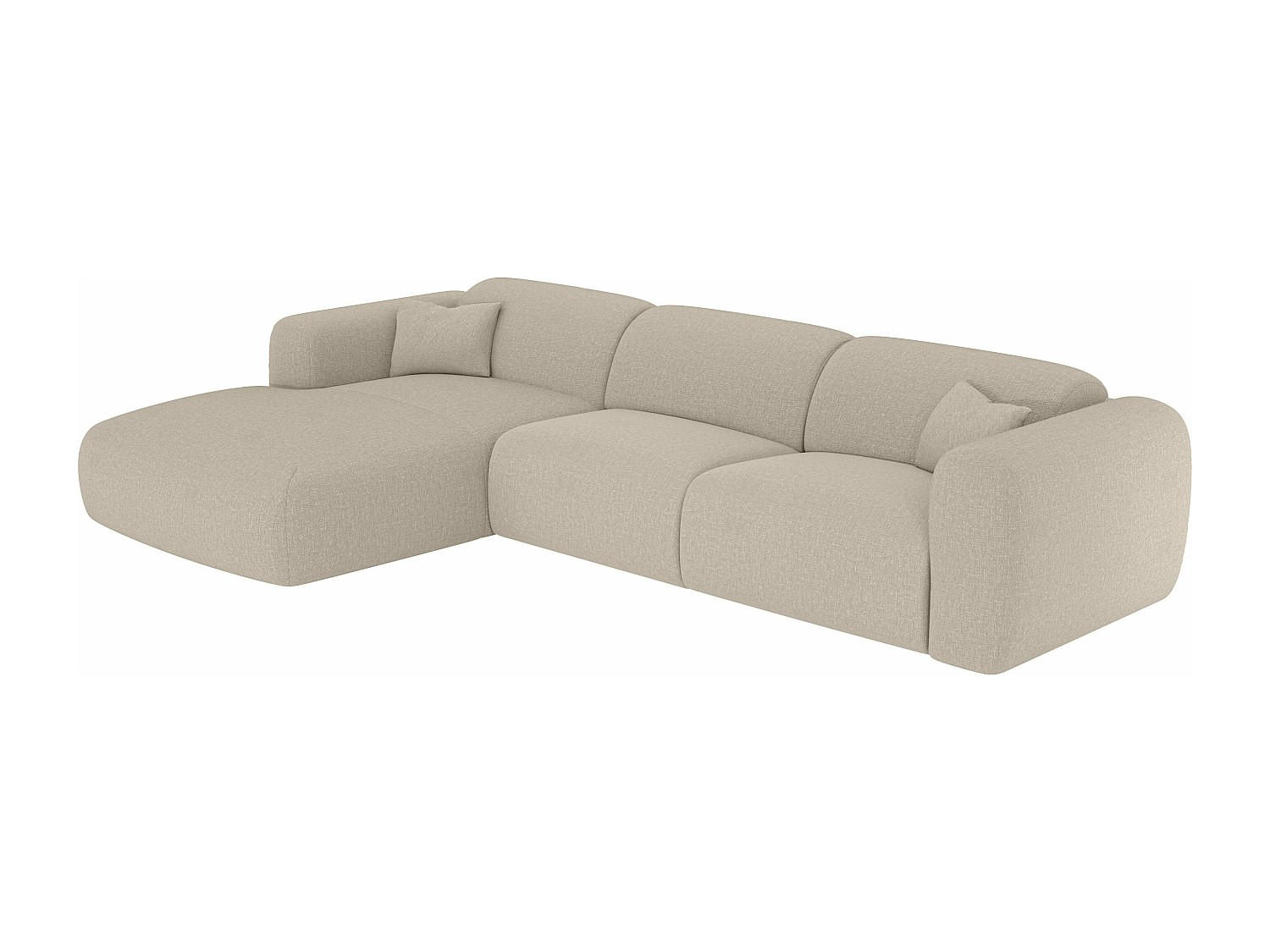 ECKSOFA mit Express-Schlaffunktion - Ecke links - Stoff meliert - Beige - POGNI - Beige, Textil (299/165cm) - Vente-Unique