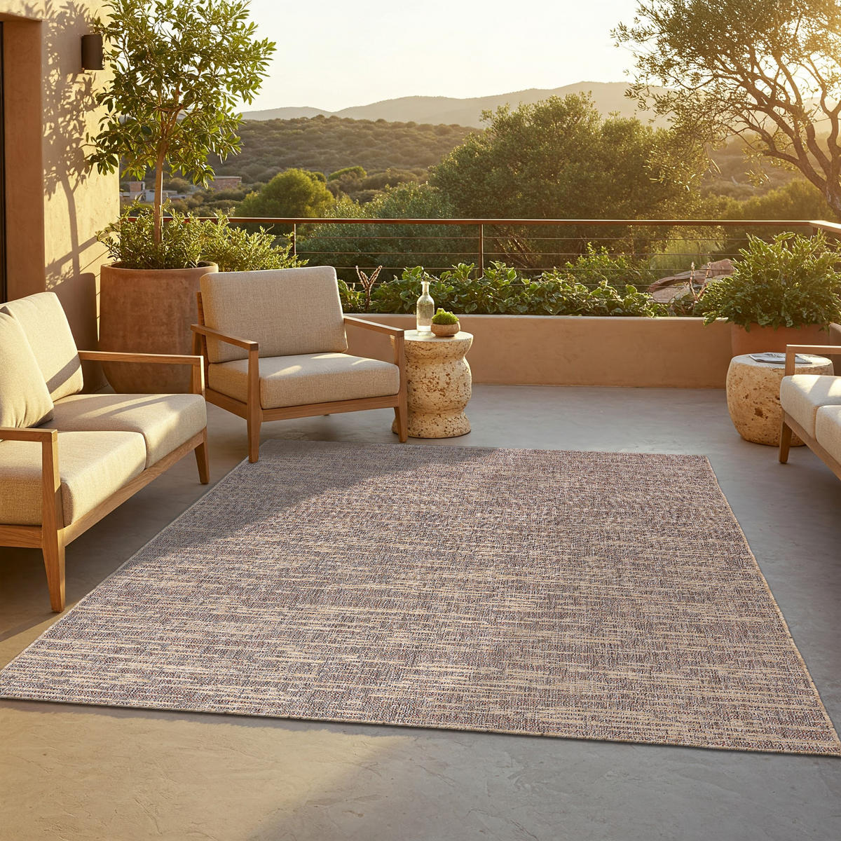 TEPPICH YUCANA Beige Outdoor Flachgewebe 140/200 cm - Beige, Textil (140/200cm) - Tapiso
