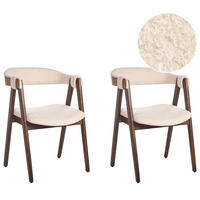 ESSZIMMERSTUHL 2er-Set Bouclé Dunkelbraun Day - Beige, Textil (55/75/57cm) - Beliani