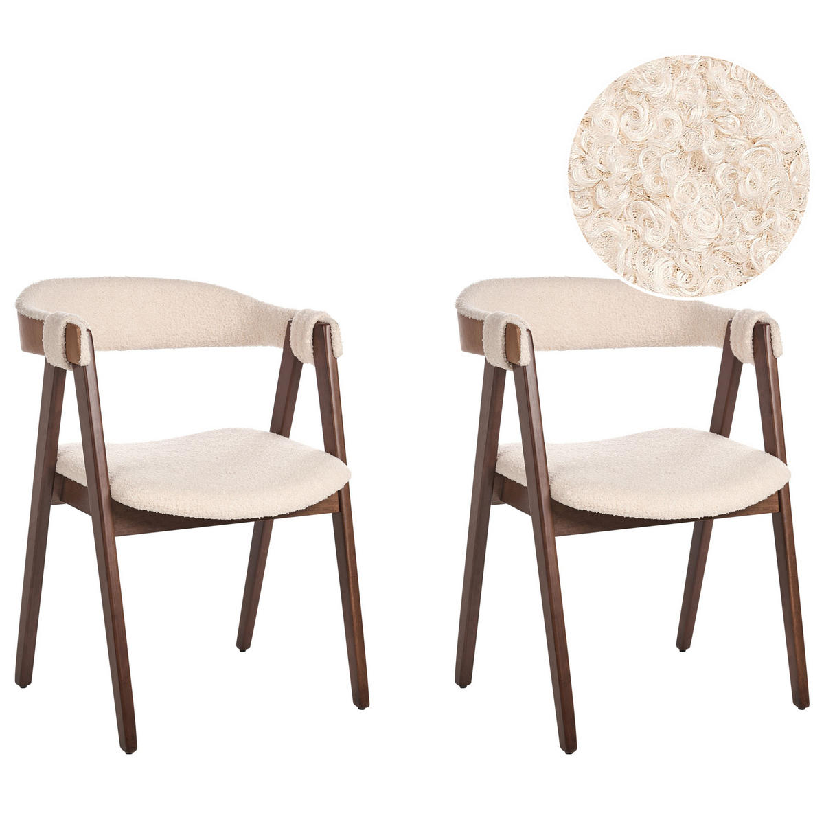 ESSZIMMERSTUHL 2er-Set Bouclé Dunkelbraun Day - Beige, Textil (55/75/57cm) - Beliani