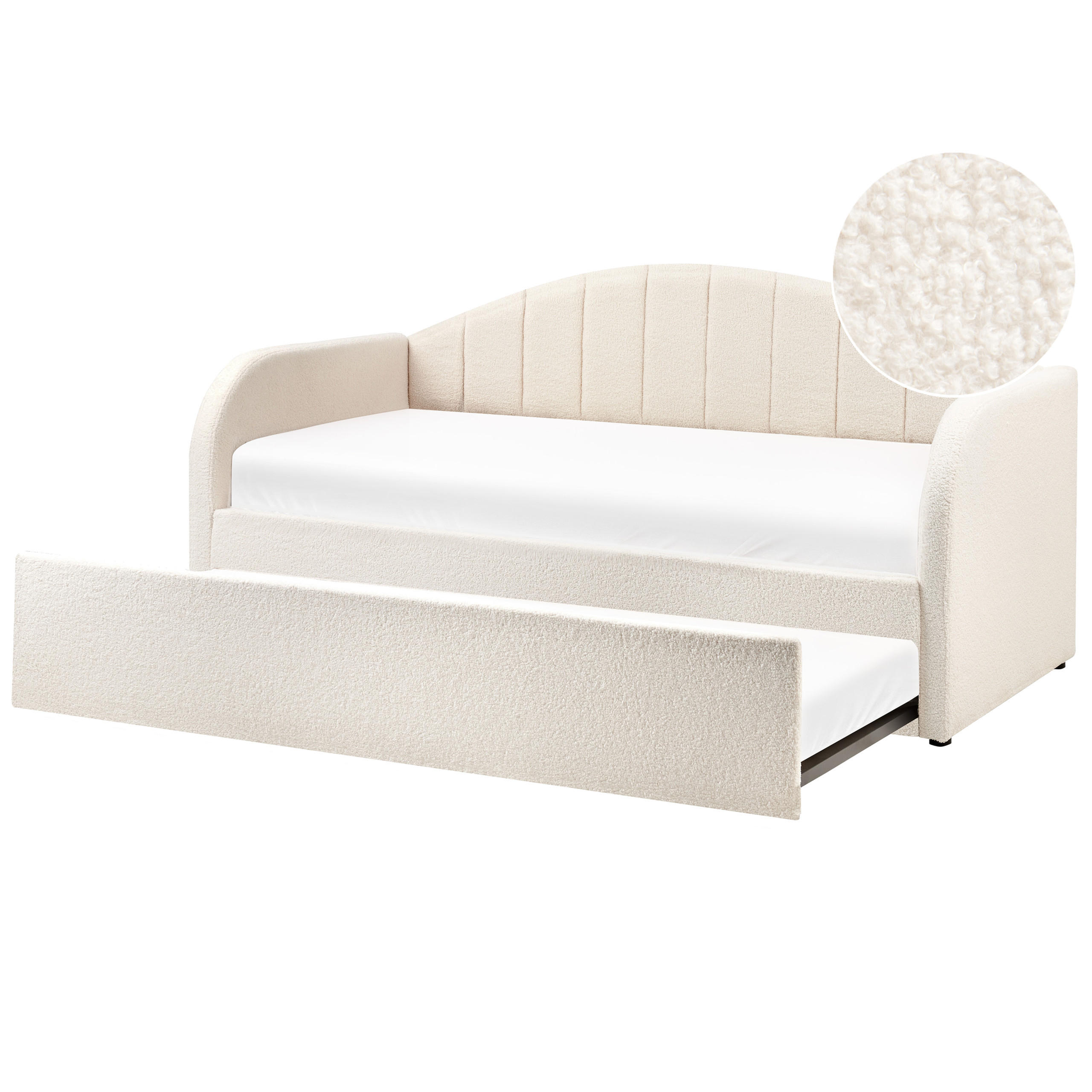 AUSZIEHBETT 90x200 cm Beige Eyburie - Beige, Textil (90/200cm) - Beliani