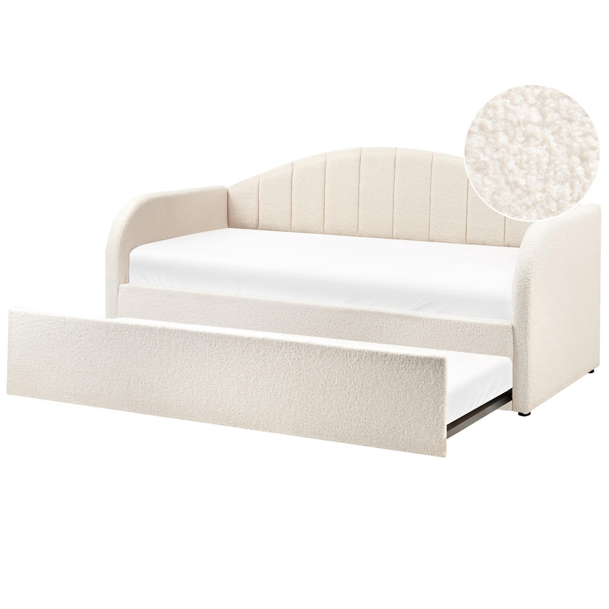 AUSZIEHBETT 90x200 cm Beige Eyburie - Beige, Textil (90/200cm) - Beliani
