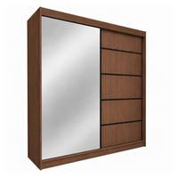 KLEIDERSCHRANK Malika 200 cm Nussbaum Warmia Spiegel 2 Schubl. Griffe schwarz - Nussbaumfarben, Holzwerkstoff (200/216/61cm) - KS Home Concept