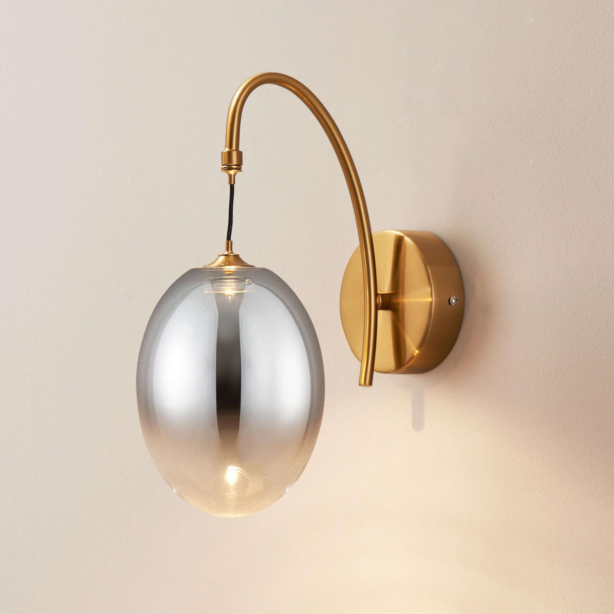 WANDLEUCHTE Nuvéo, Rauchgrau und Gold, 28cm - Goldfarben, Glas (12/28/22cm) - KOSILUM