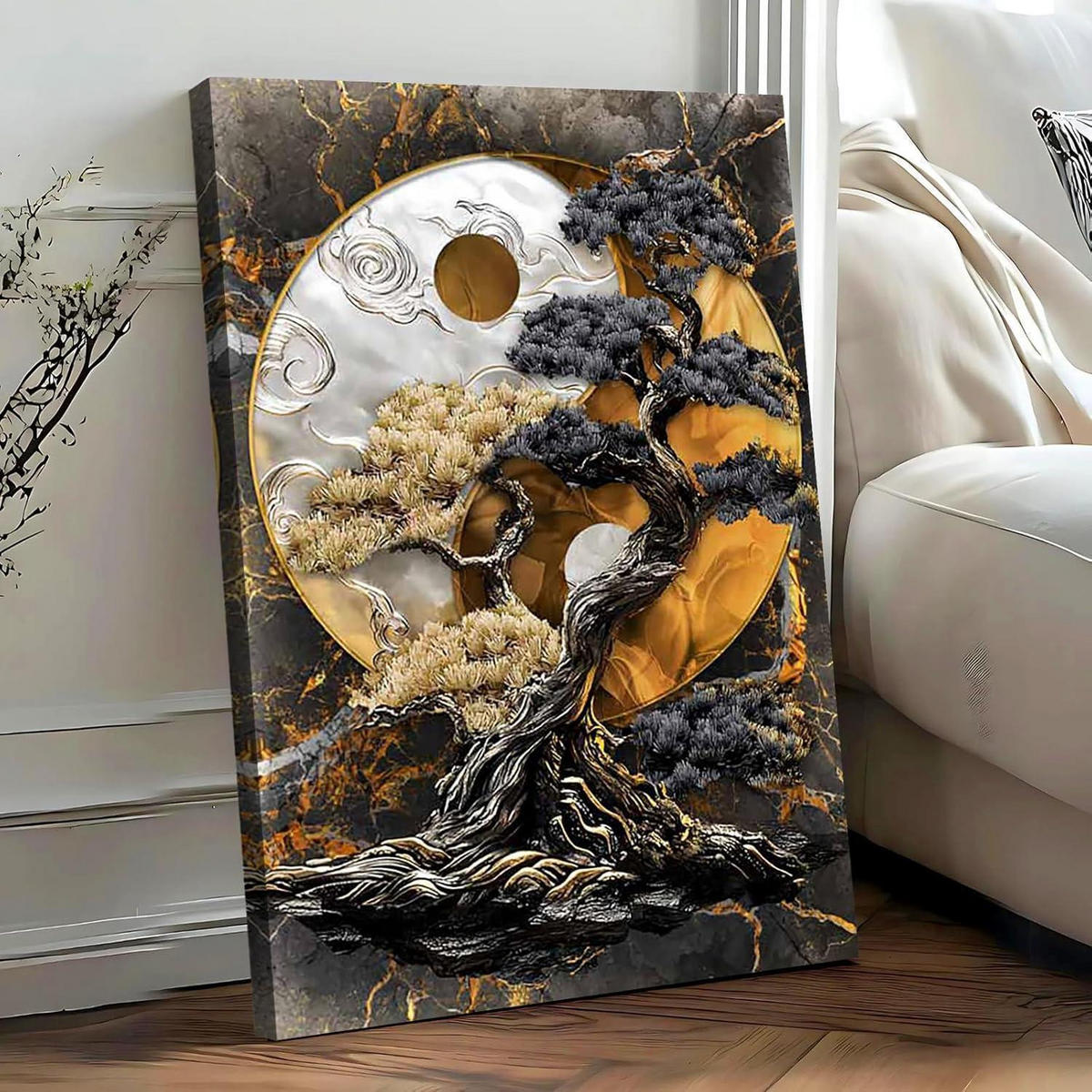 LEINWANDBILD Yin Yang Baum 40 x 60 cm - Multicolor, Textil (60/0.5cm)