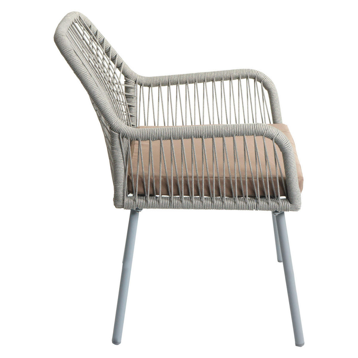 GARTENSTUHL 2er-Set 81x54x62cm Aluminium Seilgeflecht Rope Grau - Beige, Metall (54/81/62cm) - PROREGAL