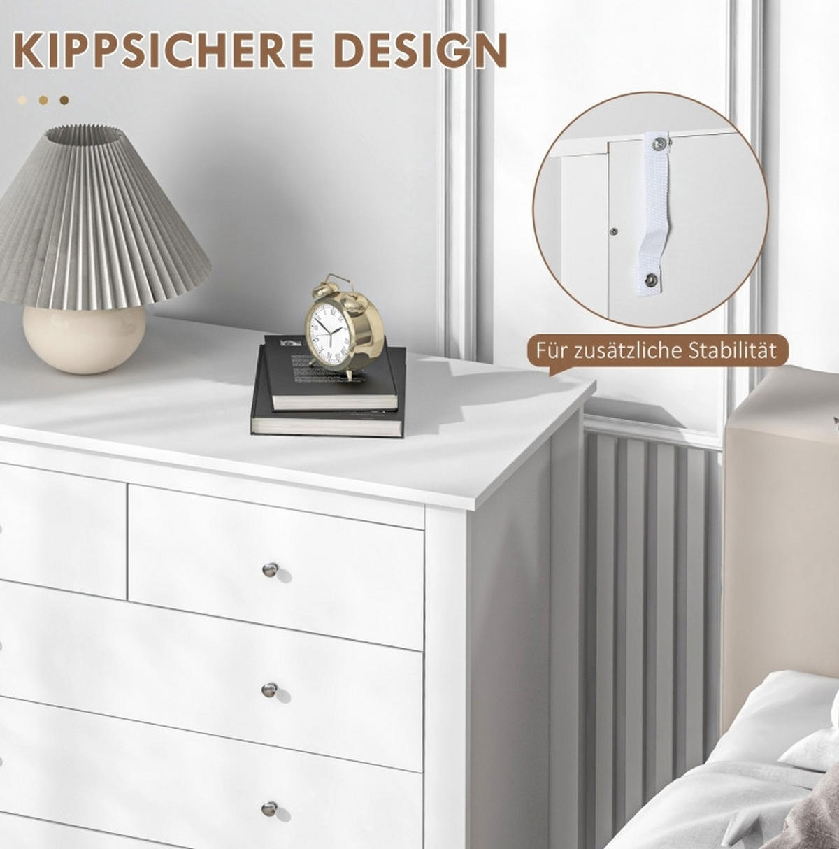 KOMMODE 79/39,5/80,5 cm mit 5 Schubladen und leisem Öffnen, Weiß - Weiß, Holz (79/80.5/39.5cm) - Redom