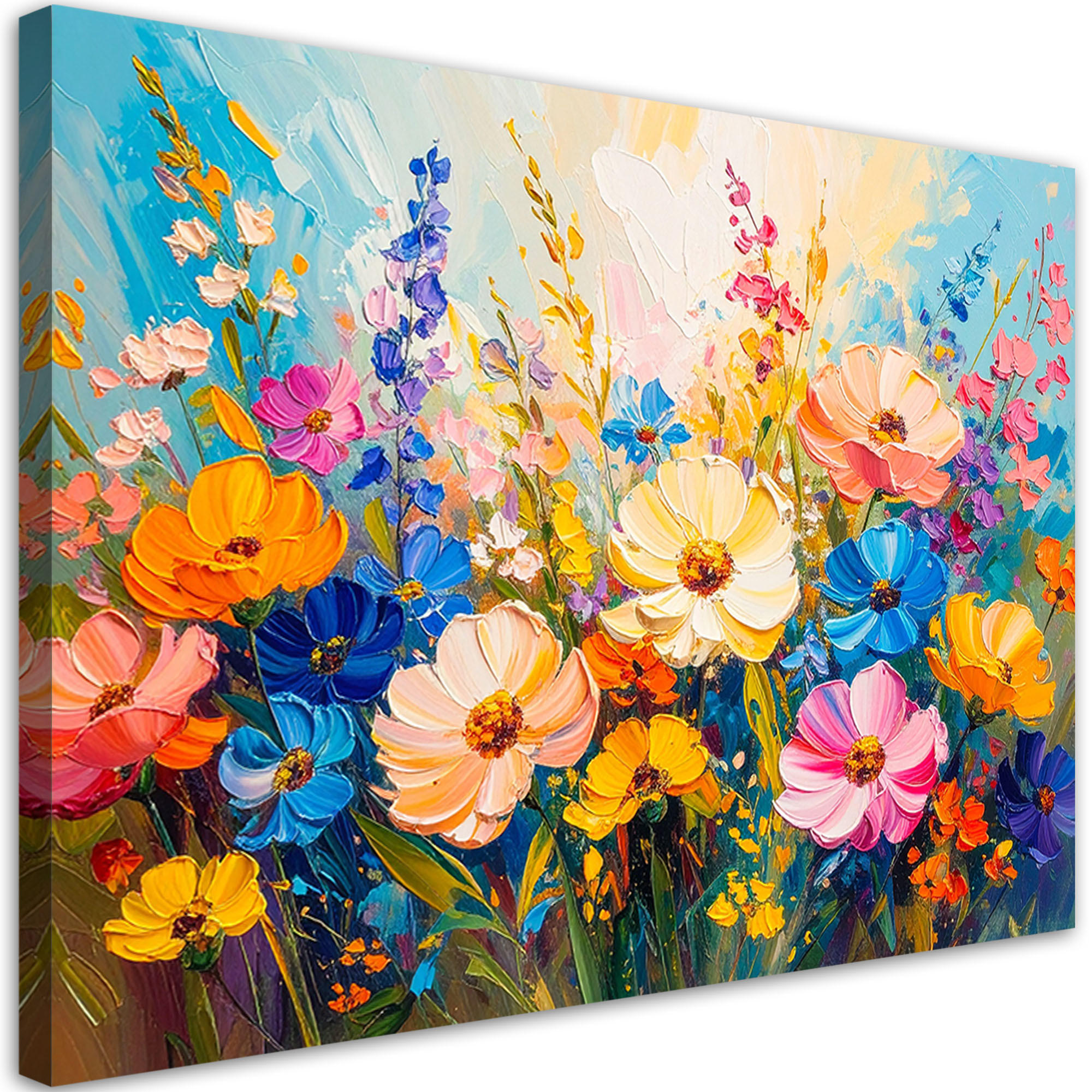 LEINWANDBILD Bunte Wildblumen 90x60cm - Multicolor, Textil (90/60cm) - Feeby