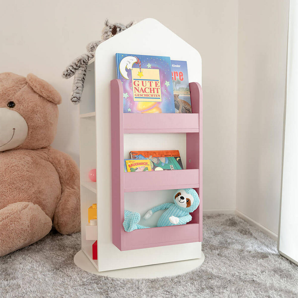 KINDERREGAL JUNA - Pink - Pink/Weiß, Holzwerkstoff/Textil (60/105.3/60cm) - Home Deluxe