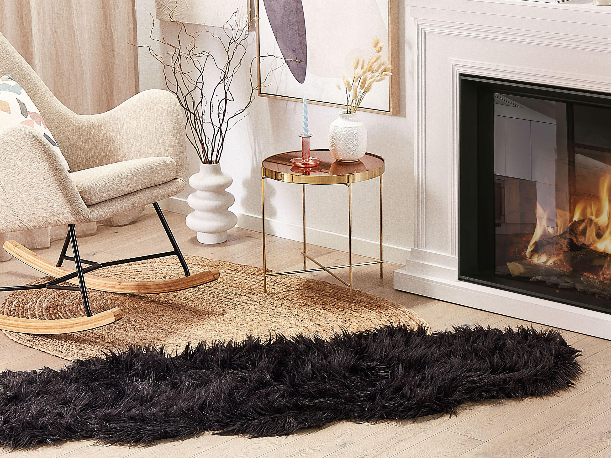 KUNSTSCHAFFELL-TEPPICH Mamungari 180/60 cm - Schwarz, Kunststoff (60/180cm) - Beliani