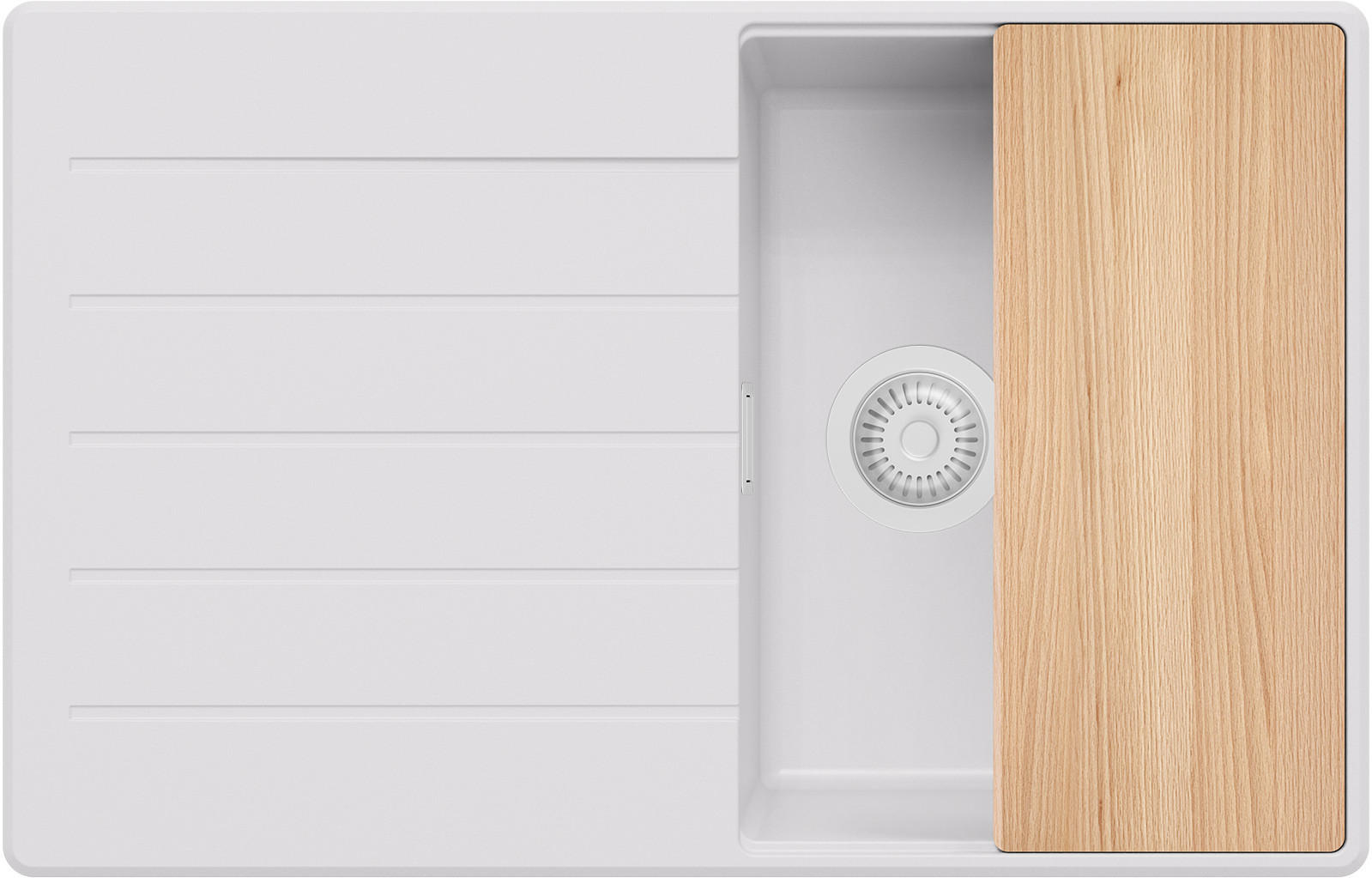 SPÜLBECKEN Kopenhagen, 2-er set Alles Weiß 78/50 cm 1 Becken + Ablauf-Set + Schneidebrett ab 45er Unterschrank - Beige/Weiß, Kunststoff (78/20/50cm) - Primagran