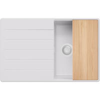 SPÜLBECKEN Kopenhagen, 2-er set Alles Weiß 78/50 cm 1 Becken + Ablauf-Set + Schneidebrett ab 45er Unterschrank - Beige/Weiß, Kunststoff (78/20/50cm) - Primagran