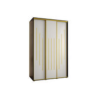 SCHWEBETÜRENSCHRANK 235,2/150/60 3-türig - Goldfarben/Schwarz, Holz/Metall (150/235/60cm) - Abiks Möbel
