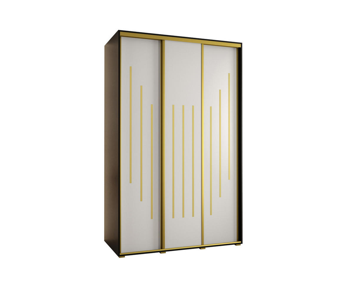 SCHWEBETÜRENSCHRANK 235,2/150/60 3-türig - Goldfarben/Schwarz, Holz/Metall (150/235/60cm) - Abiks Möbel