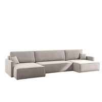 ECKSOFA Carlos U-Form Mit Schlaffunktion Und Bettkasten Stoff Salvador Hellbeige - Creme, Holz (348/142cm) - Kaiser Möbel