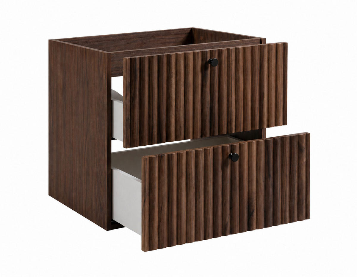 BADEZIMMERSCHRANK: Nusseiche / Platte Kaschmir / Griffe Schwarz / Beine Schwarz, 60 x 44,4 x 73,6 cm - Eichefarben/Schwarz, Holzwerkstoff (60/73.6/44.4cm) - 3XE LIVING
