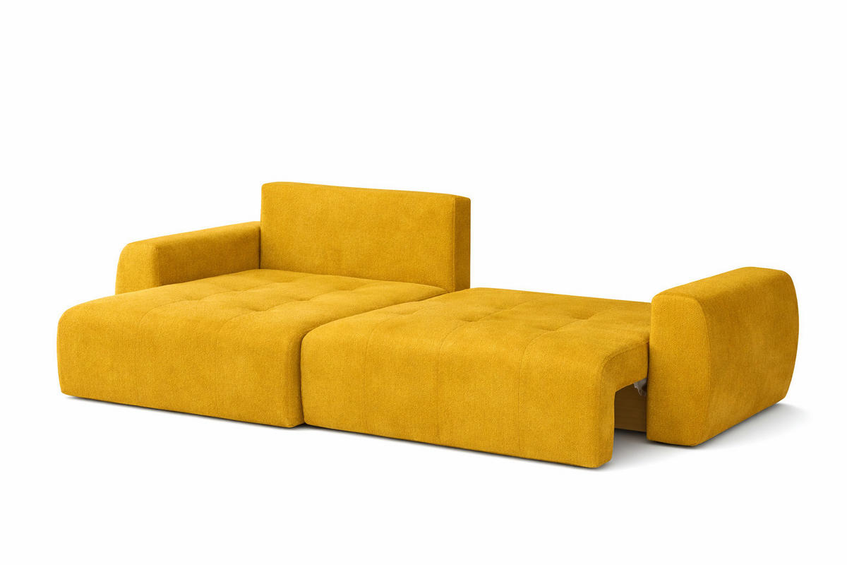 ECKSOFA Mit Schlaffunktion Und Bettkasten L-Form Ivo L, Veloursstoff Salvador, Gelb, Links - Gelb, Holz (250/142cm) - Kaiser Möbel